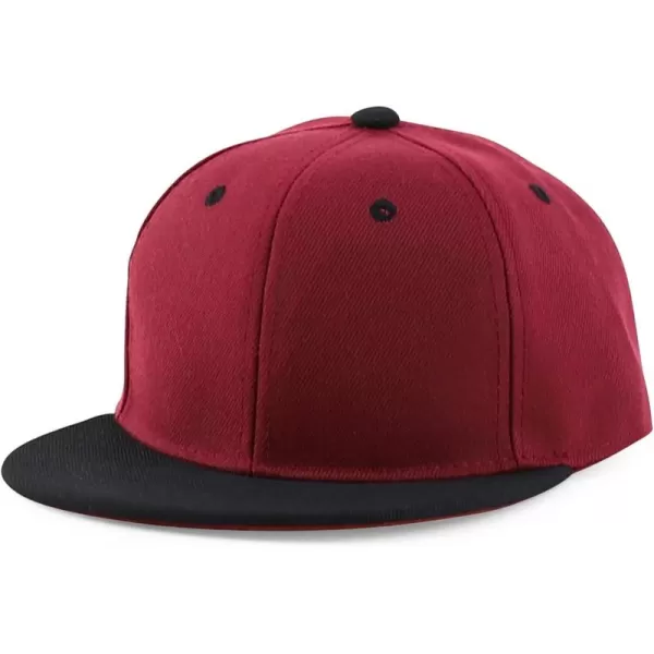 imageTrendy Apparel Shop Infant to Youth Plain Structured Flatbill Snapback CapBurgundy Black