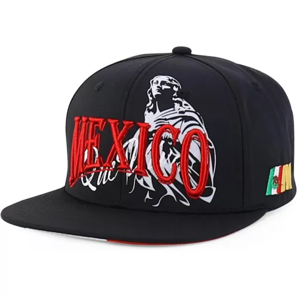 imageTrendy Apparel Shop Mexico Guadalupe Embroidered Flat Bill Snapback CapBlack Black 2