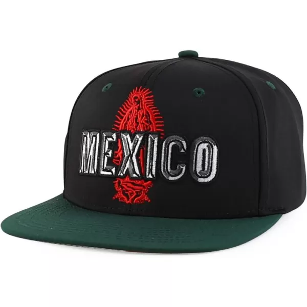 imageTrendy Apparel Shop Mexico Guadalupe Embroidered Flat Bill Snapback CapBlack Darkgreen
