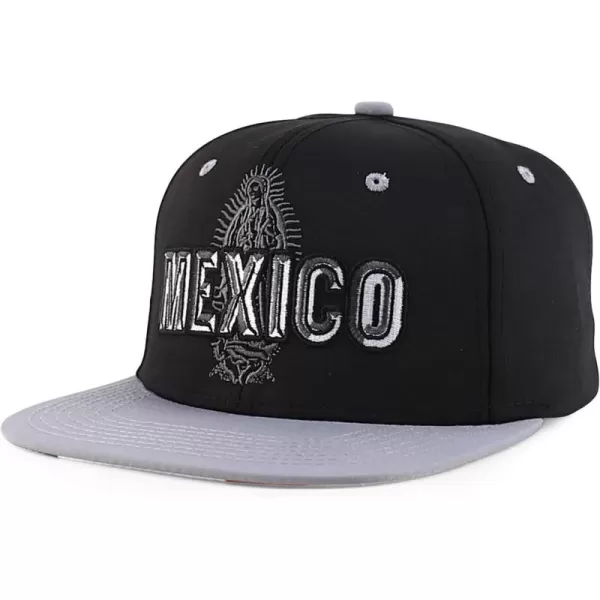 imageTrendy Apparel Shop Mexico Guadalupe Embroidered Flat Bill Snapback CapBlack Grey