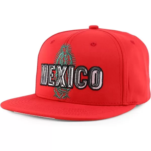 imageTrendy Apparel Shop Mexico Guadalupe Embroidered Flat Bill Snapback CapRed Red