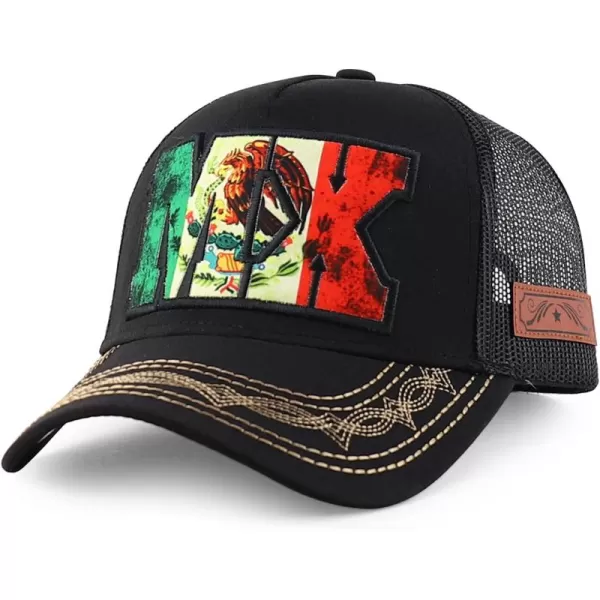 imageTrendy Apparel Shop Mexico Independence Eagle Snake Trucker Snapback Ball CapBlack Black 2