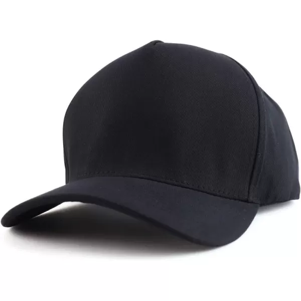 imageTrendy Apparel Shop Oversized Big 5 Panel Cotton Structured Baseball CapBlack