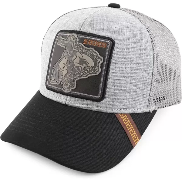 imageTrendy Apparel Shop Rodeo Patch Structured Curved Bill Mesh Snapback Baseball CapHgrey Black