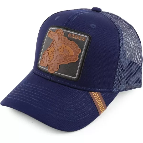 imageTrendy Apparel Shop Rodeo Patch Structured Curved Bill Mesh Snapback Baseball CapNavy Navy