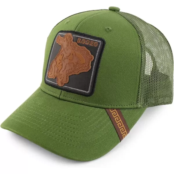 imageTrendy Apparel Shop Rodeo Patch Structured Curved Bill Mesh Snapback Baseball CapOlive Olive