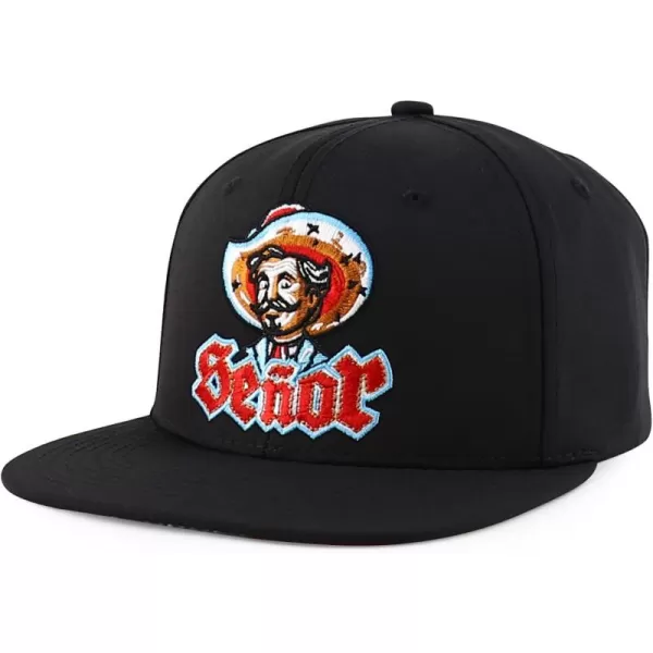 imageTrendy Apparel Shop Senor Embroidered 6 Panel Structured Flatbill Snapback CapBlack Black