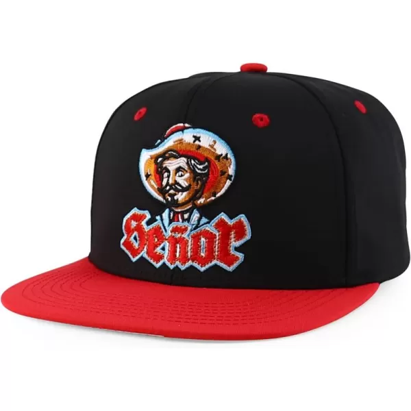 imageTrendy Apparel Shop Senor Embroidered 6 Panel Structured Flatbill Snapback CapBlack Red