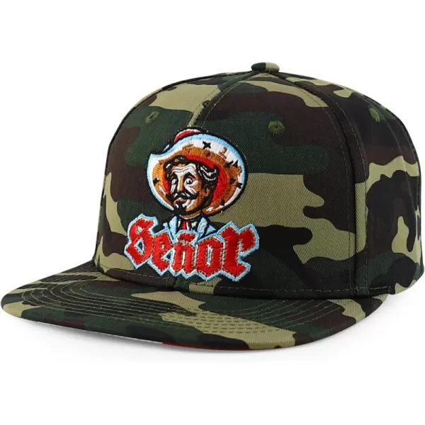 imageTrendy Apparel Shop Senor Embroidered 6 Panel Structured Flatbill Snapback CapCamo