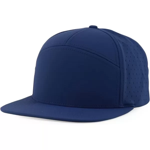 imageTrendy Apparel Shop Water Resistant UPF 50 Performance 7 Panel Flatbill Snapback CapNavy