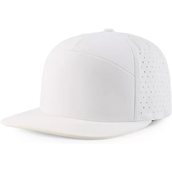 imageTrendy Apparel Shop Water Resistant UPF 50 Performance 7 Panel Flatbill Snapback CapWhite