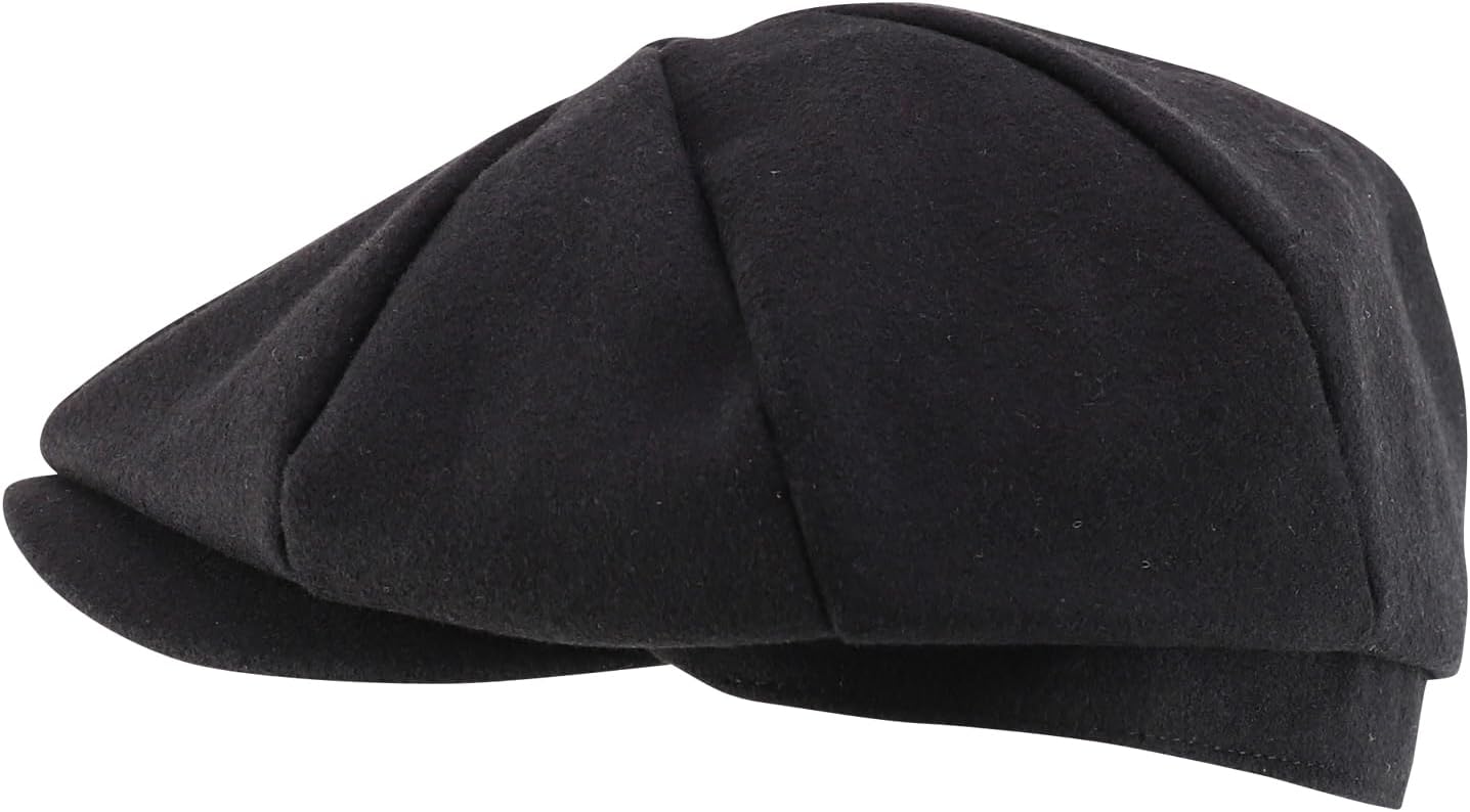 imageTrendy Apparel Shop XXL Oversize Newsboy Wool Blend Vintage Ivy CapBlack