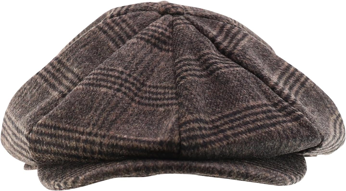 imageTrendy Apparel Shop XXL Oversize Newsboy Wool Blend Vintage Ivy CapPlaid Brown