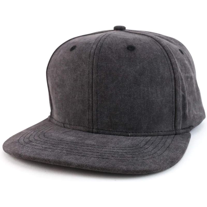 imageTrendy Apparel Shop Oversized XXL Plain Pigment Dyed Flatbill Snapback CapBlack