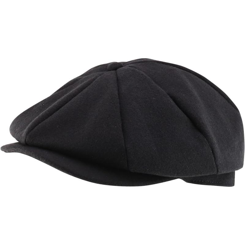 imageTrendy Apparel Shop XXL Oversize Newsboy Wool Blend Vintage Ivy CapBlack