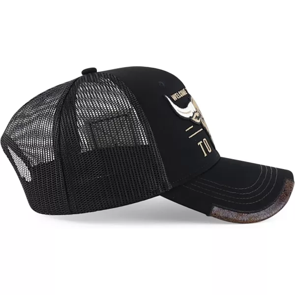 imageTrendy Apparel Shop Bull Embroidered Western Snapback Trucker CapBlack Black 2