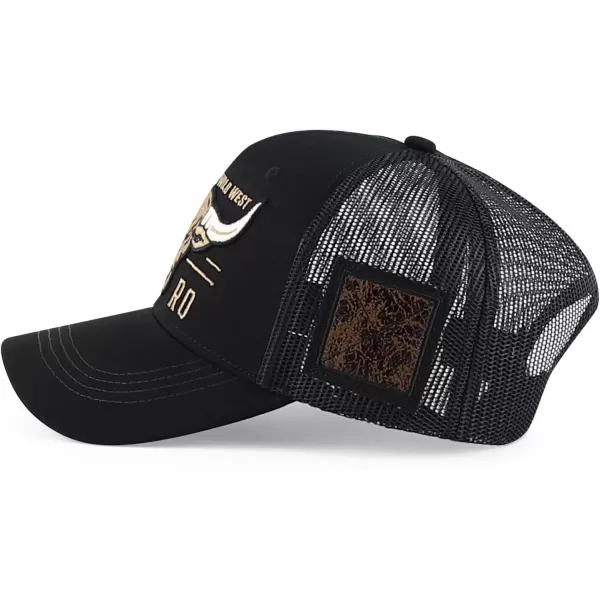 imageTrendy Apparel Shop Bull Embroidered Western Snapback Trucker CapBlack Black 2