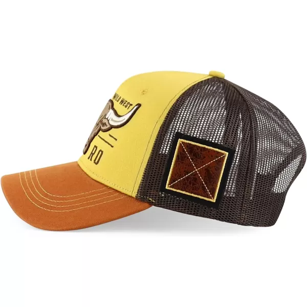 imageTrendy Apparel Shop Bull Embroidered Western Snapback Trucker CapMustard Tan 2