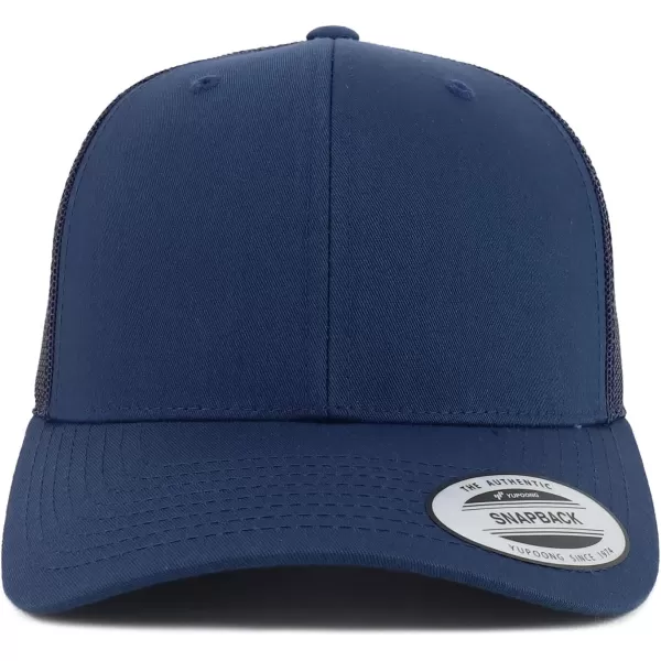 imageTrendy Apparel Shop Flexfit Brand 6 Panel Classic Trucker Mesh Snapback Baseball CapNavy
