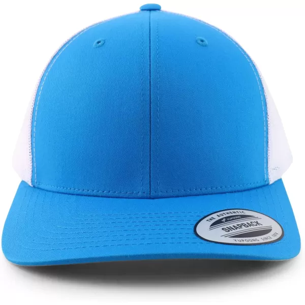 imageTrendy Apparel Shop Flexfit Brand 6 Panel Classic Trucker Mesh Snapback Baseball CapTeal White