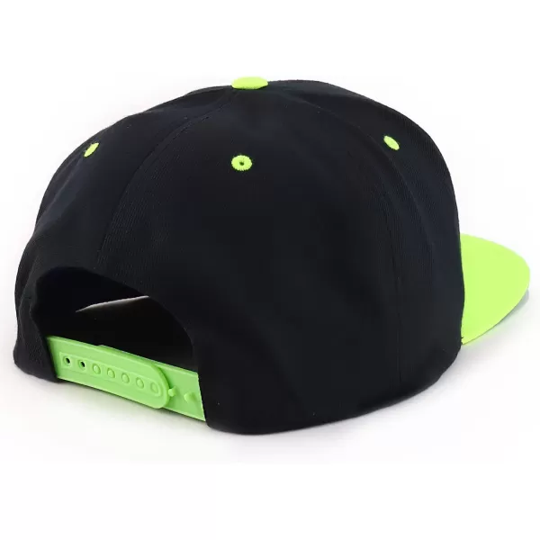 imageTrendy Apparel Shop Flexfit Oversize XXL Structured Blank Flatbill Snapback CapBlack Neon Green