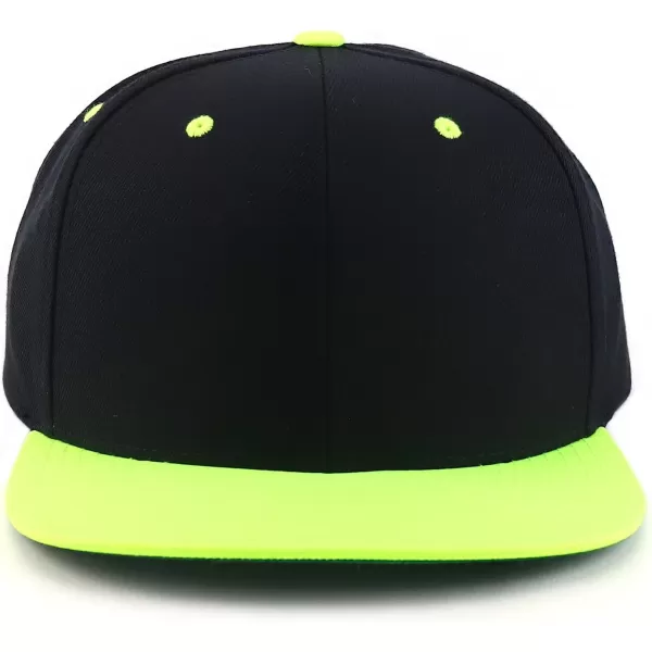 imageTrendy Apparel Shop Flexfit Oversize XXL Structured Blank Flatbill Snapback CapBlack Neon Green