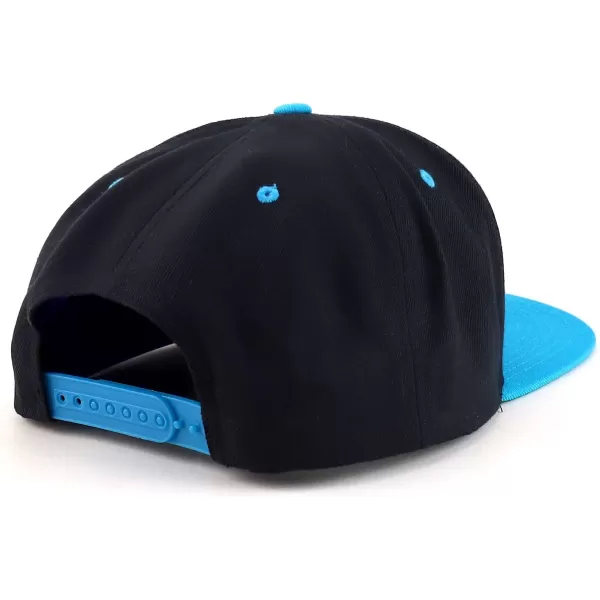 imageTrendy Apparel Shop Flexfit Oversize XXL Structured Blank Flatbill Snapback CapBlack Teal