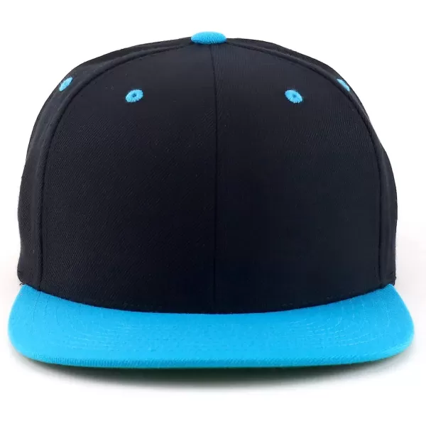 imageTrendy Apparel Shop Flexfit Oversize XXL Structured Blank Flatbill Snapback CapBlack Teal