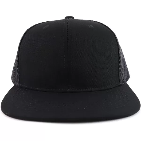 imageTrendy Apparel Shop Oversize 2XL Blank Plain Flatbill Mesh Snapback Baseball CapBlack