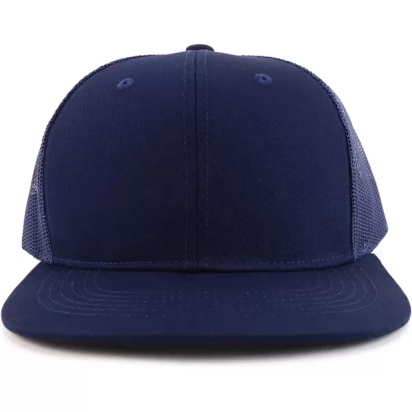 imageTrendy Apparel Shop Oversize 2XL Blank Plain Flatbill Mesh Snapback Baseball CapNavy