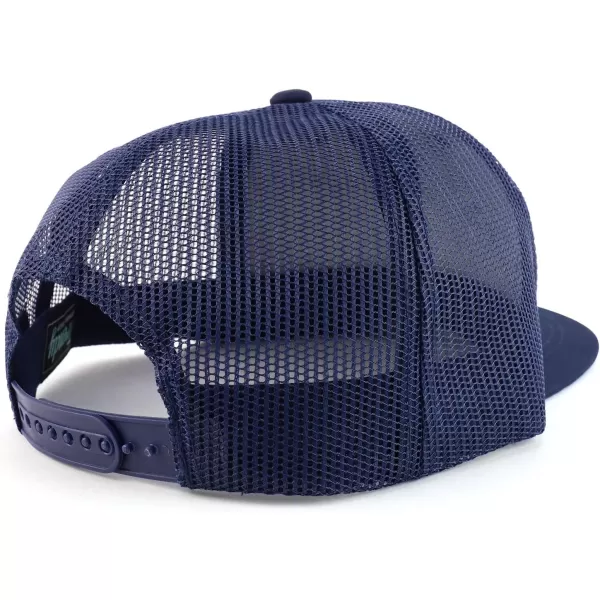 imageTrendy Apparel Shop Oversize 2XL Blank Plain Flatbill Mesh Snapback Baseball CapNavy
