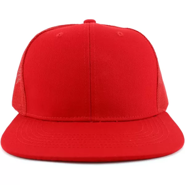 imageTrendy Apparel Shop Oversize 2XL Blank Plain Flatbill Mesh Snapback Baseball CapRed