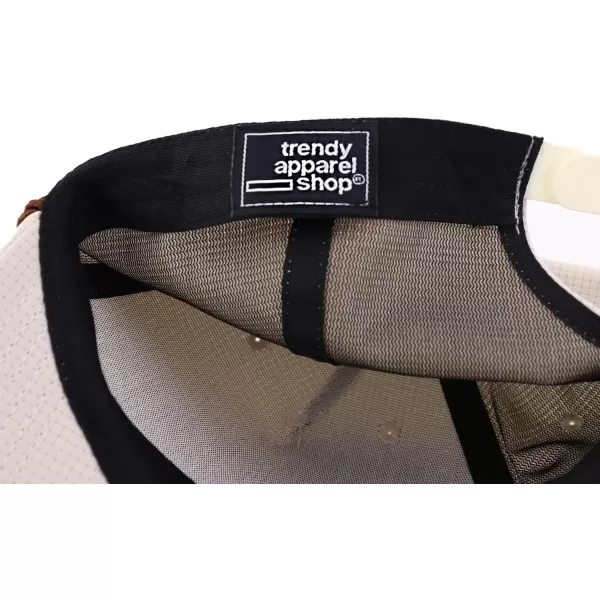 imageTrendy Apparel Shop Oversize XXL 5 Panel Ripstop Snapback Cap with Contrasting RopeBeige Brown