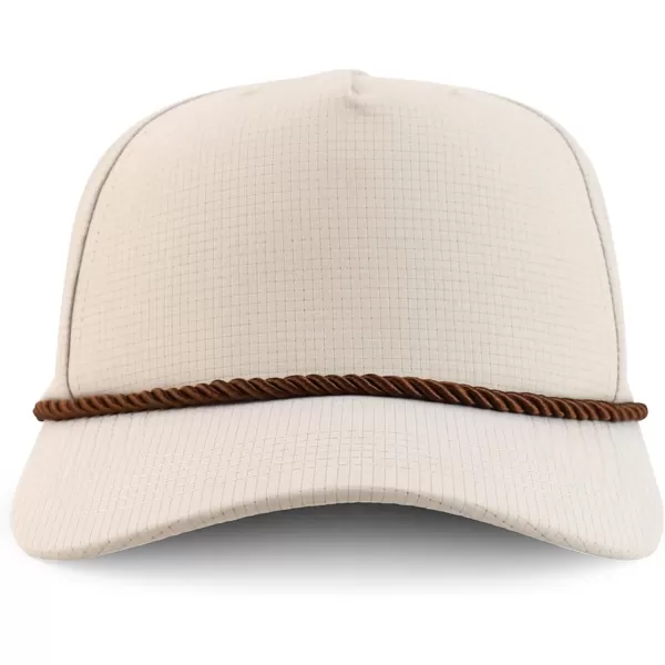 imageTrendy Apparel Shop Oversize XXL 5 Panel Ripstop Snapback Cap with Contrasting RopeBeige Brown