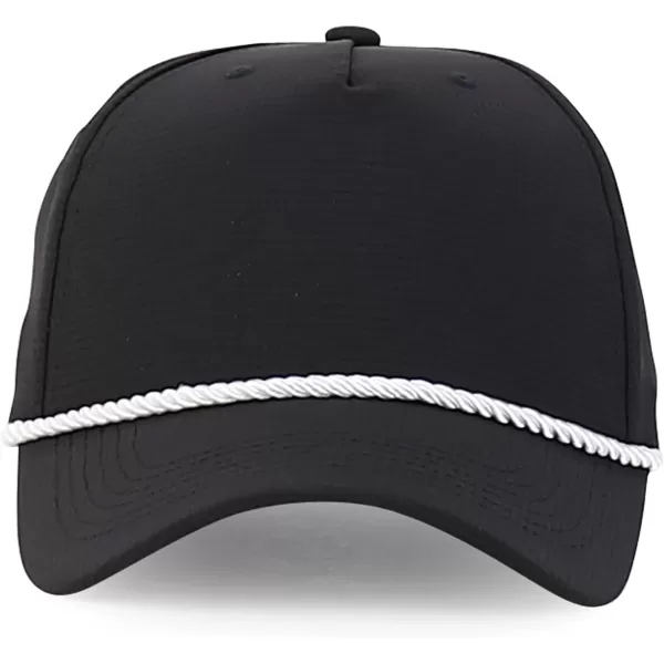 imageTrendy Apparel Shop Oversize XXL 5 Panel Ripstop Snapback Cap with Contrasting RopeBlack White