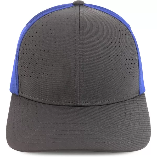 imageTrendy Apparel Shop Oversize XXL Breathable 2Tone Structured Air Thru Fitted Ball CapBlack Dark Blue