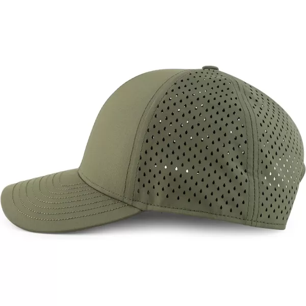 imageTrendy Apparel Shop Oversize XXL Laser Cut Holes Back Performance Snapback Ball CapOlive