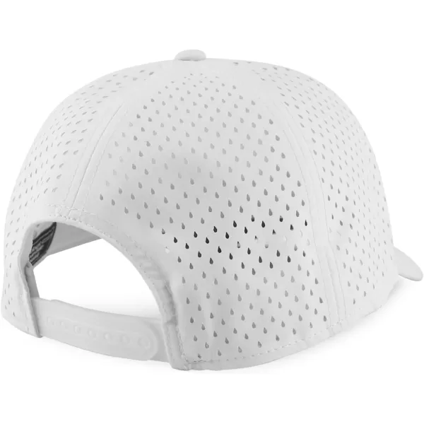 imageTrendy Apparel Shop Oversize XXL Laser Cut Holes Back Performance Snapback Ball CapWhite