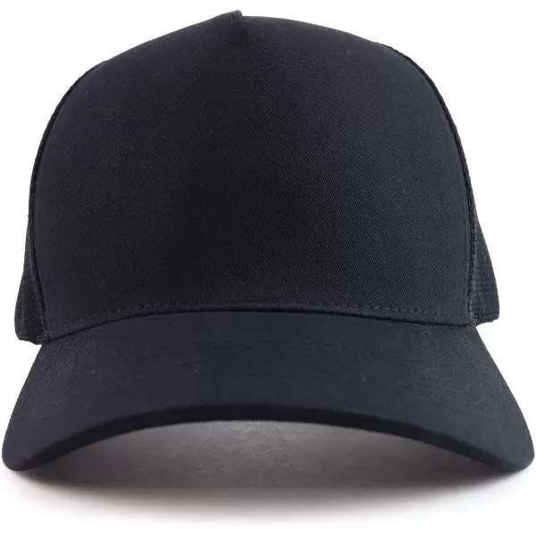 imageTrendy Apparel Shop Oversized Big 5 Panel Cotton Mesh Back Trucker Baseball CapBlack