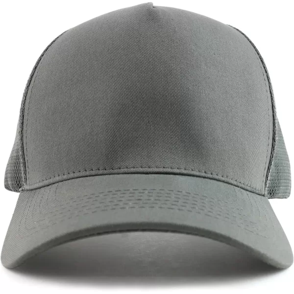 imageTrendy Apparel Shop Oversized Big 5 Panel Cotton Mesh Back Trucker Baseball CapDark Grey