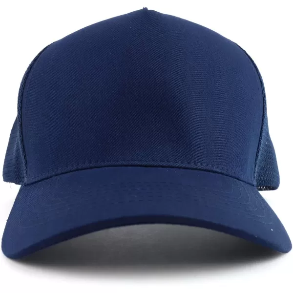 imageTrendy Apparel Shop Oversized Big 5 Panel Cotton Mesh Back Trucker Baseball CapNavy