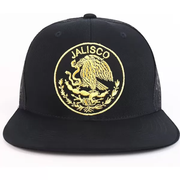 imageTrendy Apparel Shop Oversized XXL City of Mexico Eagle Embroidered Flat Bill Trucker Mesh CapJalisco