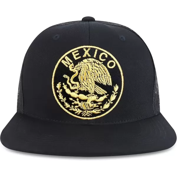 imageTrendy Apparel Shop Oversized XXL City of Mexico Eagle Embroidered Flat Bill Trucker Mesh CapMexico
