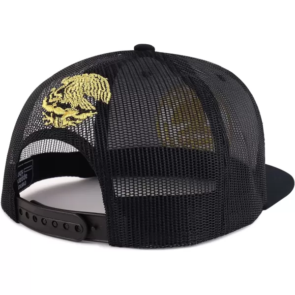 imageTrendy Apparel Shop Oversized XXL City of Mexico Eagle Embroidered Flat Bill Trucker Mesh CapMichoacan