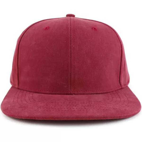 imageTrendy Apparel Shop Oversized XXL Plain Pigment Dyed Flatbill Snapback CapBurgundy