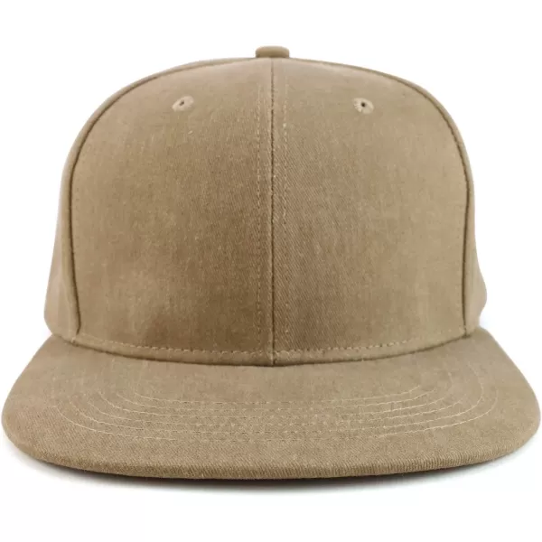 imageTrendy Apparel Shop Oversized XXL Plain Pigment Dyed Flatbill Snapback CapKhaki
