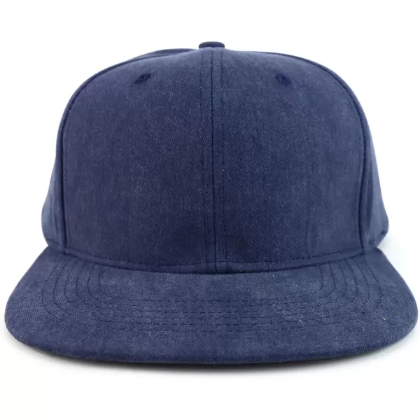 imageTrendy Apparel Shop Oversized XXL Plain Pigment Dyed Flatbill Snapback CapNavy