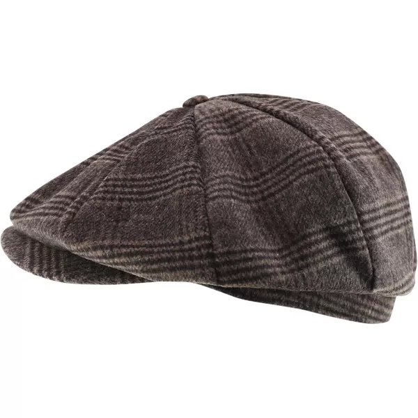 imageTrendy Apparel Shop XXL Oversize Newsboy Wool Blend Vintage Ivy CapPlaid Brown