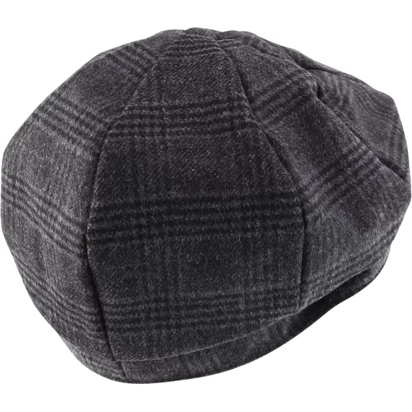 imageTrendy Apparel Shop XXL Oversize Newsboy Wool Blend Vintage Ivy CapPlaid Charcoal