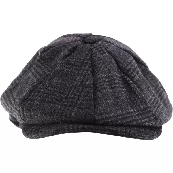 imageTrendy Apparel Shop XXL Oversize Newsboy Wool Blend Vintage Ivy CapPlaid Charcoal